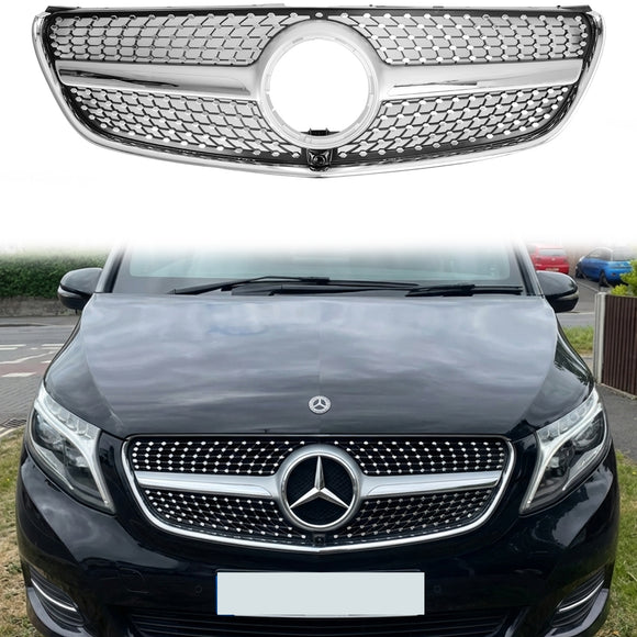 2014-2019.3 Mercedes Benz V-Class W447 V220d/250d/300d/250 Diamond Front Upper Grill Chrome Grille