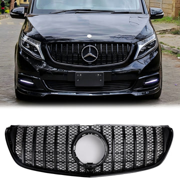 2014-03.2019 Mercedes Benz V Class W447 GT Style Grill Front Bumper Black Replacement Grille