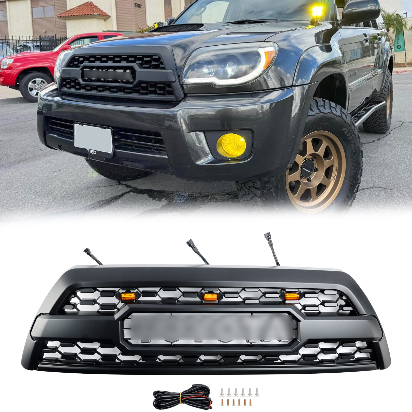 2006-2009 Toyota 4Runner TRD Pro Style Grill Black Grill Black Grille con luce a LED