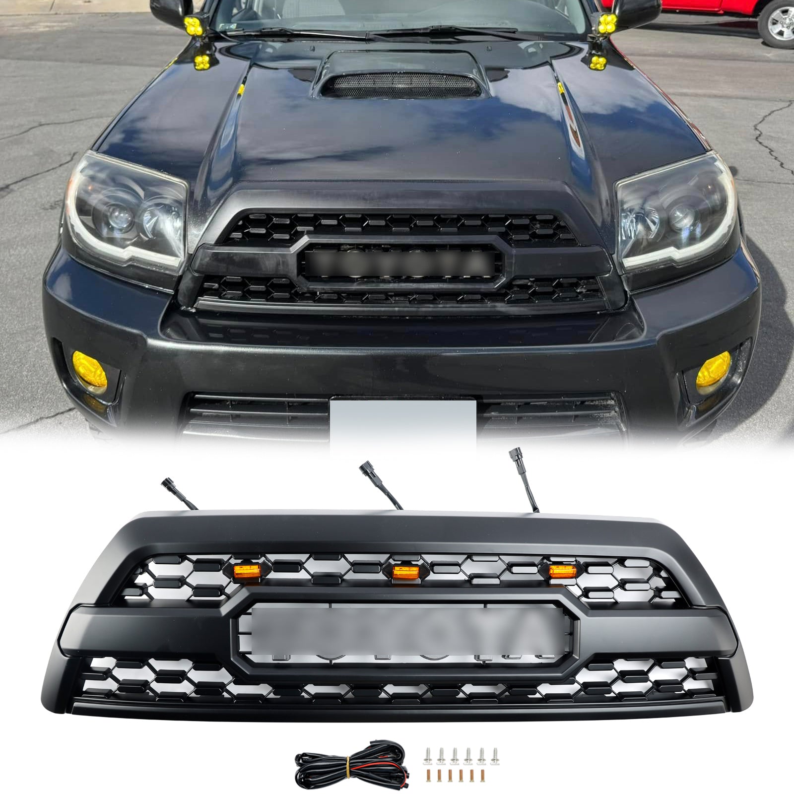 2006-2009 Toyota 4Runner TRD Pro Style Grill Black Grill Black Grille con luce a LED