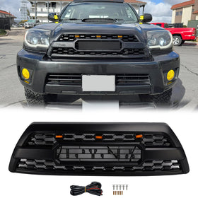 2006-2009 Toyota 4Runner TRD PRO Style Front Bumper Grill Black Grille W/ LED Light + TOYOTA Letter