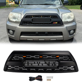 2006-2009 Toyota 4Runner TRD PRO Style Front Bumper Grill Black Grille W/ LED Light + TOYOTA Letter - 0