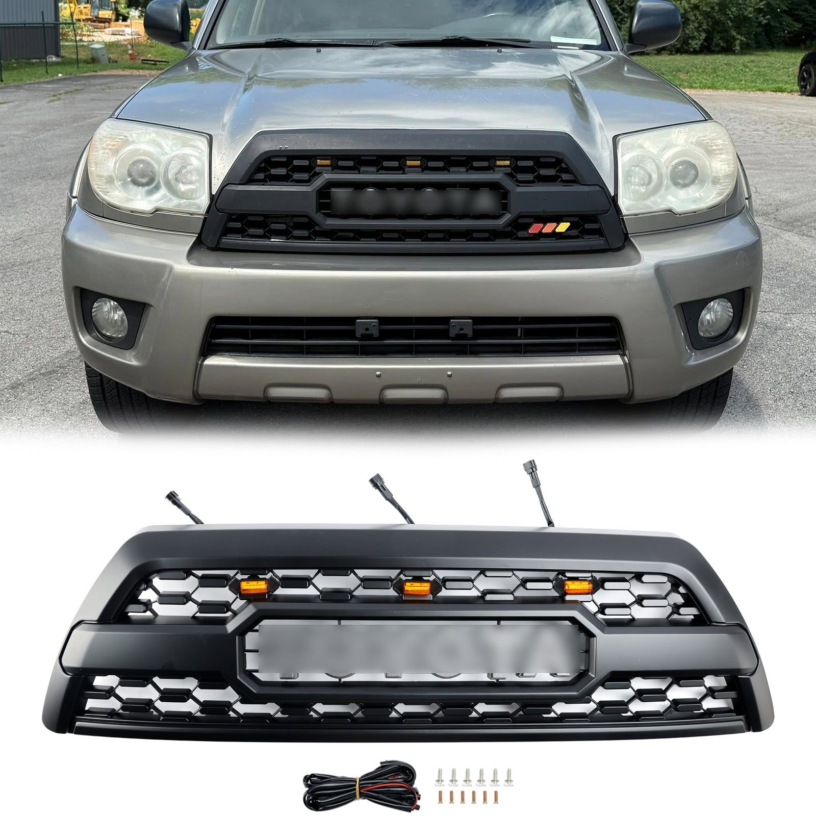 2006-2009 Toyota 4Runner TRD Pro Style Grill Black Grill Black Grille con luce a LED