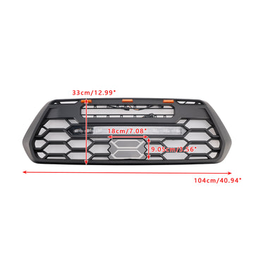 TRD Pro-Lichtleisten-Grill für Toyota Tacoma 2016–2023, schwarzer Frontstoßstangengrill mit LED + Lichtleiste mit Toyota-Buchstabe - 0