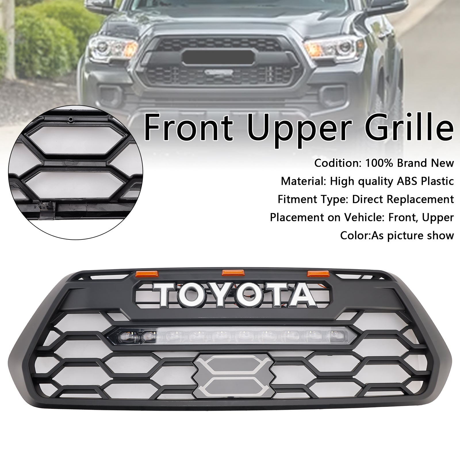 TRD Pro Light Bar Grille in stile per la griglia del paraurti anteriore nera 2016-2023 TOYOTA TACOMA