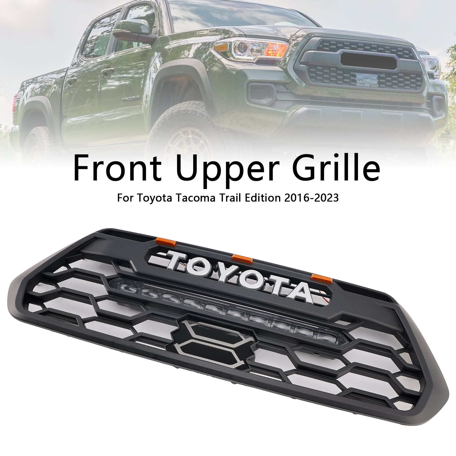 TRD Pro Light Bar Grille in stile per la griglia del paraurti anteriore nera 2016-2023 TOYOTA TACOMA