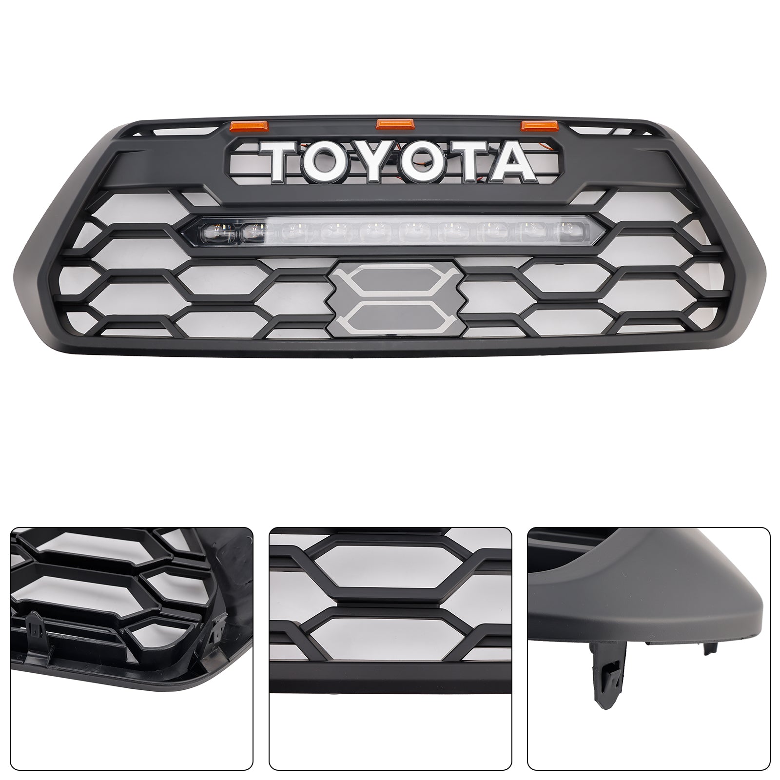 TRD Pro Light Bar Grille in stile per la griglia del paraurti anteriore nera 2016-2023 TOYOTA TACOMA