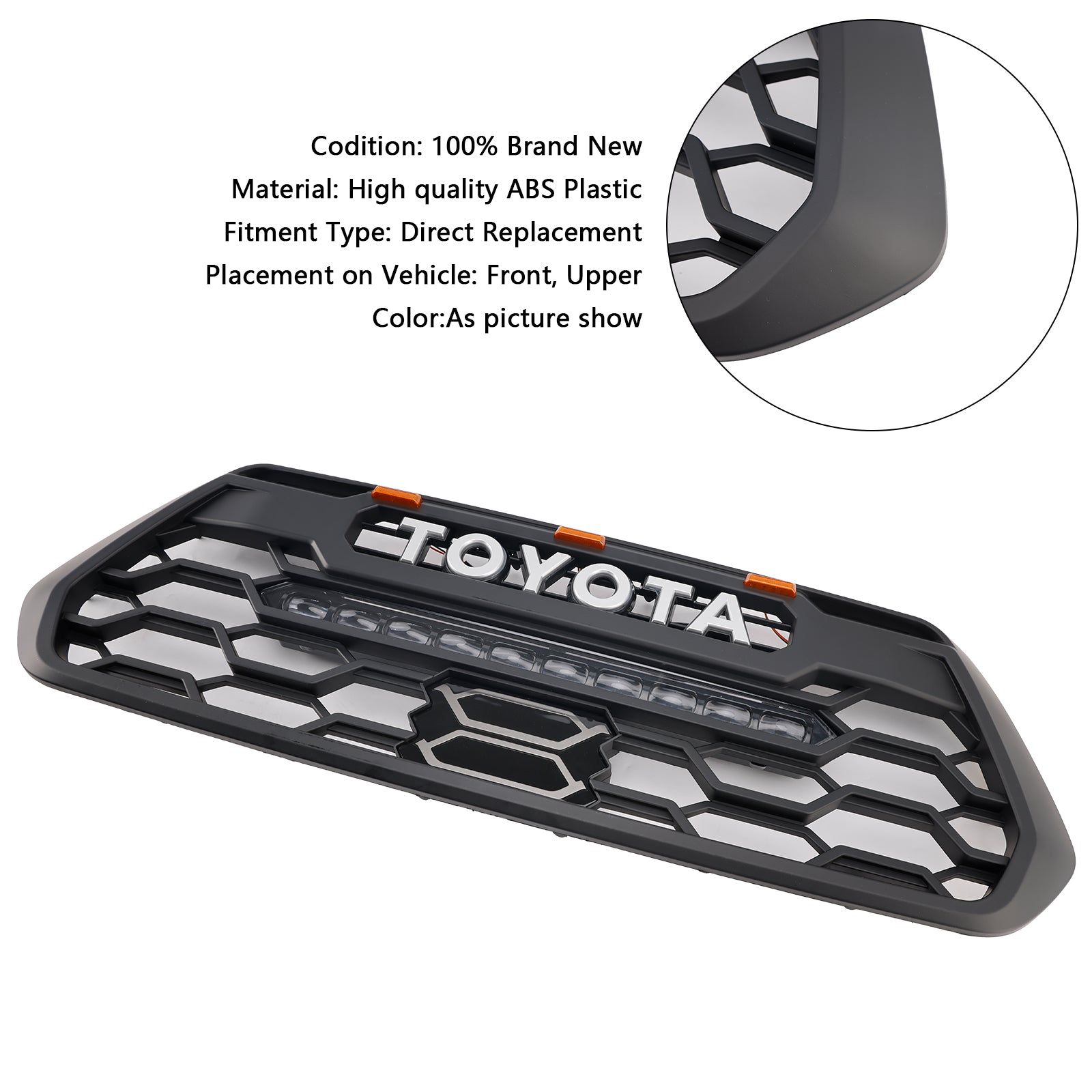 TRD Pro Light Bar Grille in stile per la griglia del paraurti anteriore nera 2016-2023 TOYOTA TACOMA