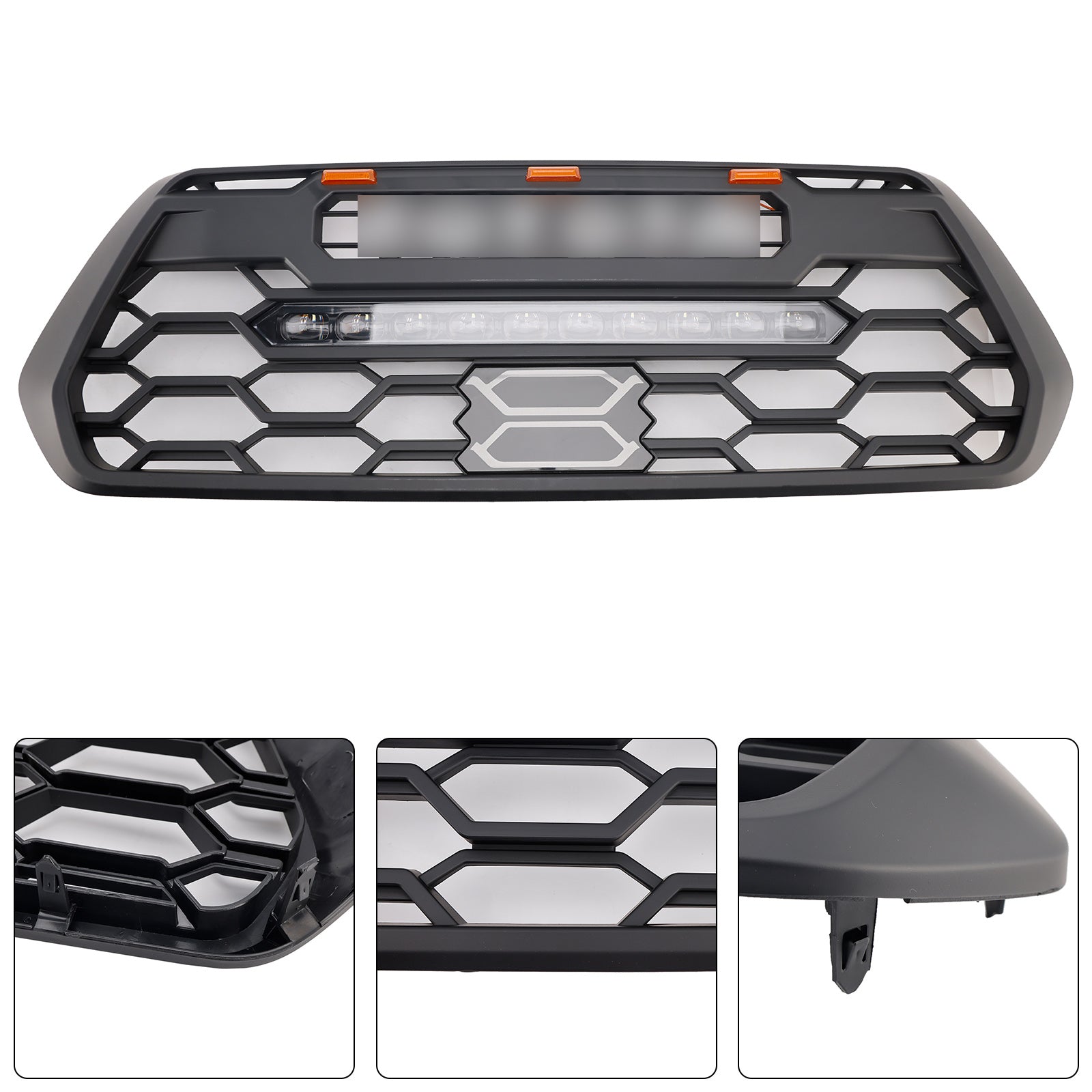 Grille de pare-chocs avant noire de remplacement avec LED pour Toyota Tacoma 3e génération 2016-2023 Trd Pro Grill & Barre lumineuse