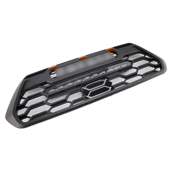 Griglia paraurti anteriore stile TRD PRO per Toyota Tacoma 3a generazione 2016-2023, griglia nera con LED & Barra luminosa