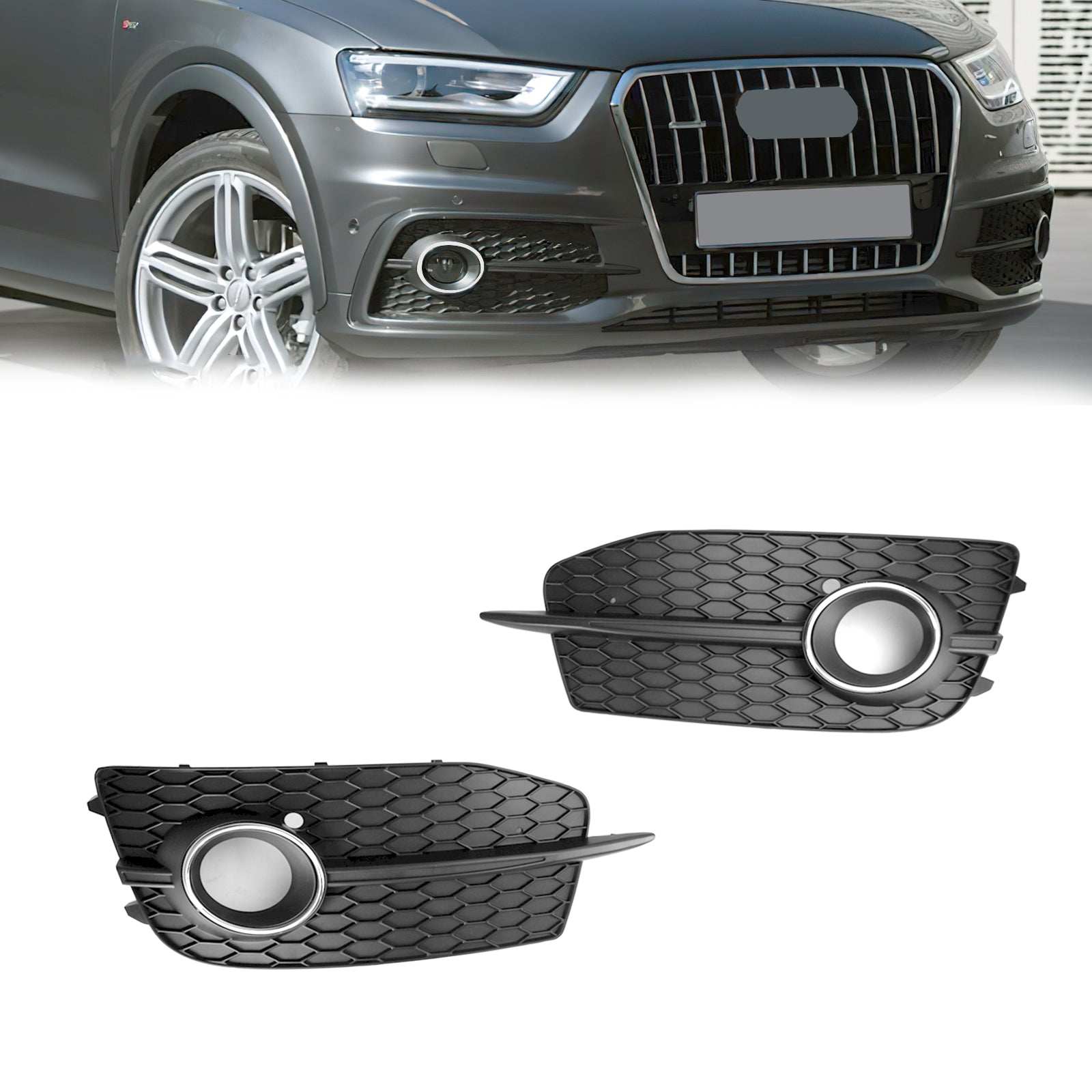 2012-2014 Audi Q3 S-Line 8U0807681DSP9 2PCS Parrilla de luz antiniebla para parachoques