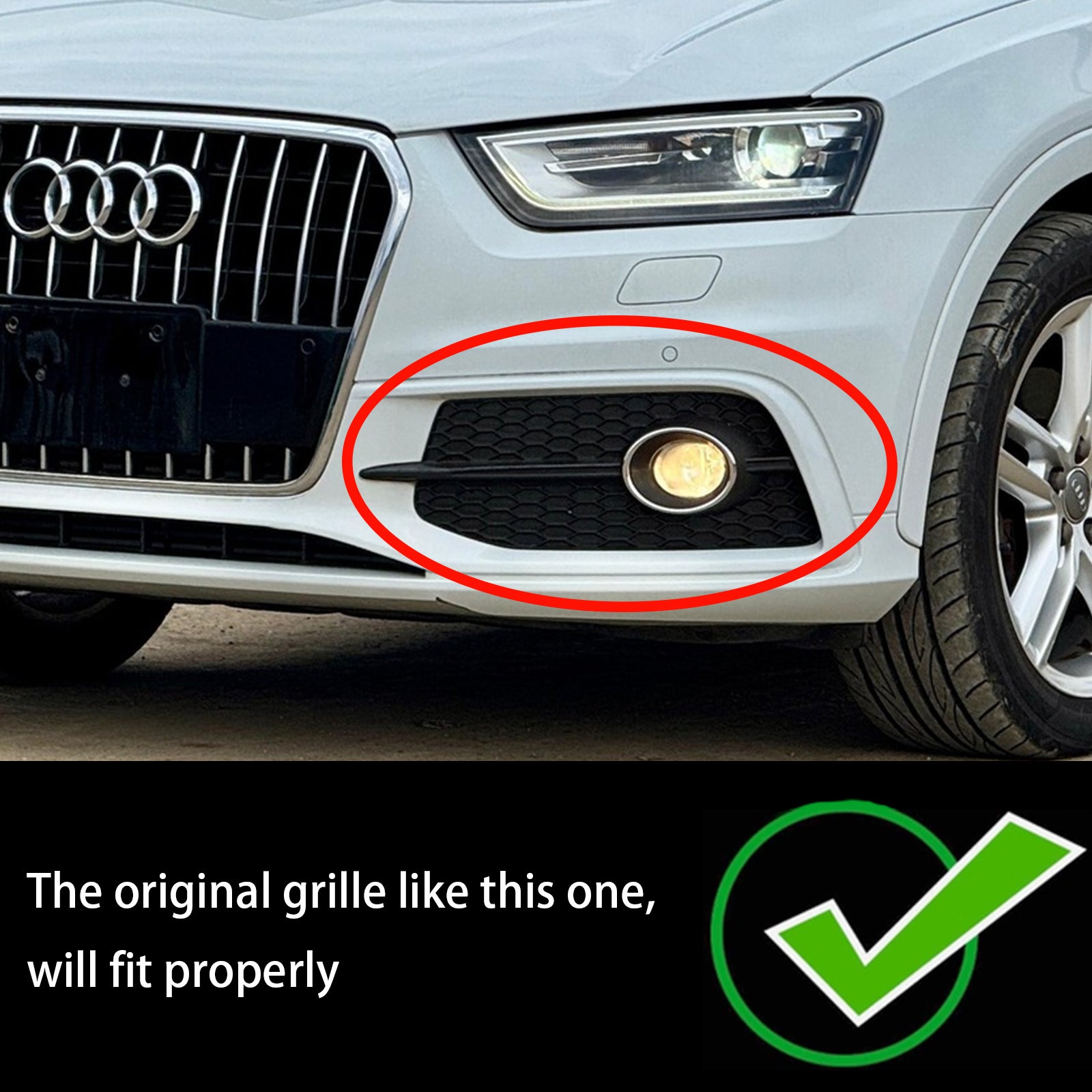 2012-2014 Audi Q3 S-Line Fog Light Grille 2PCS Front Bumper Lower Cover Grill 8U0807681DSP9 8U0807681D - 0