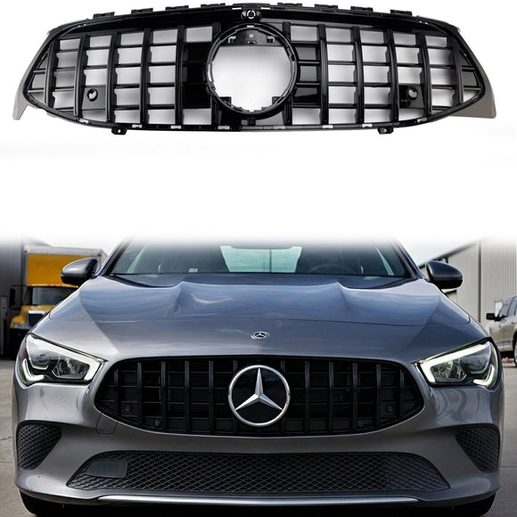 2019-2023 Mercedes Benz CLA-Class W118 C118 CLA180/200/220/250 Front Bumper Grill Gloss Black GT Style Grill