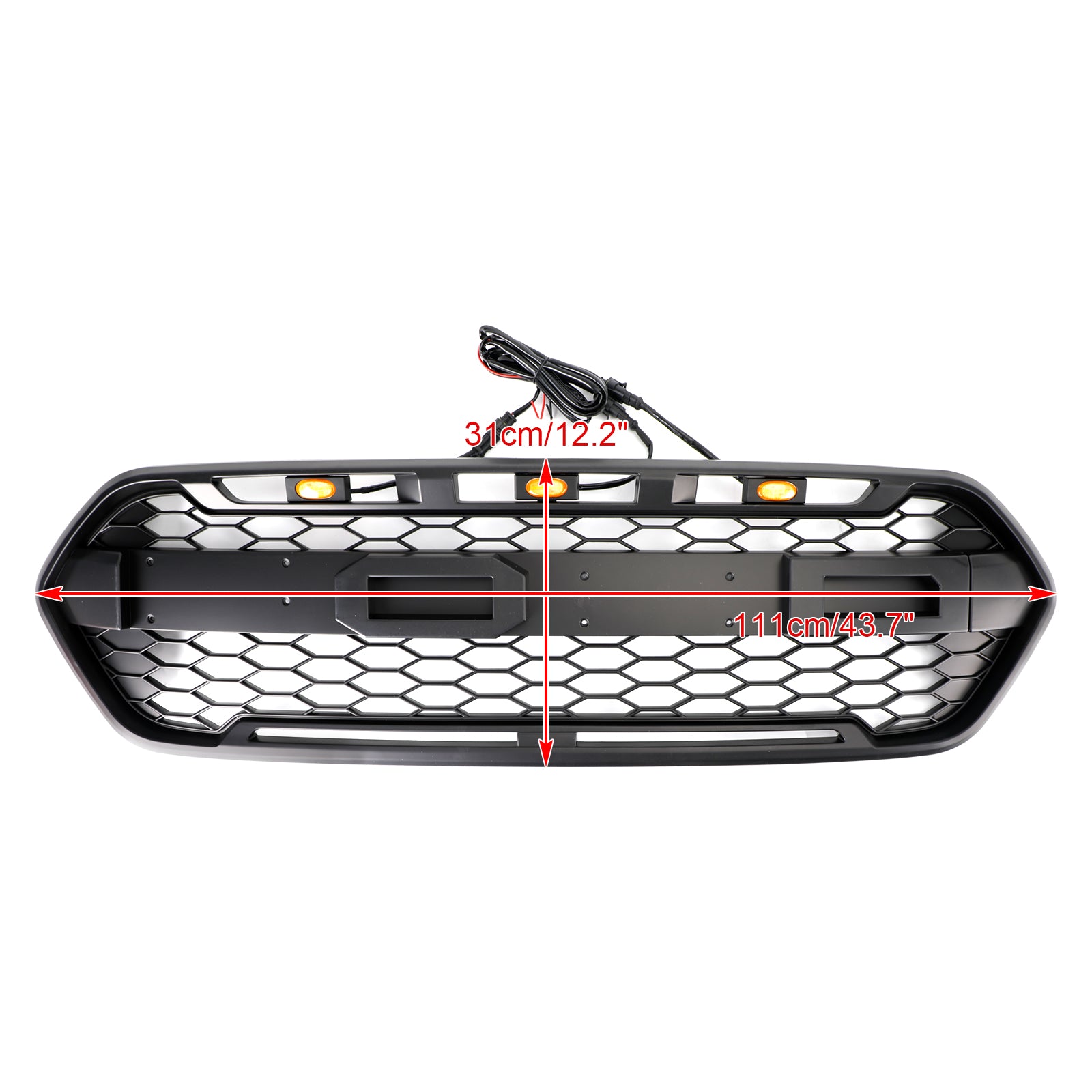 2018-2023 Ford Transit Custom Raptor Style Grill Matte Black Front Bumper Grille W/3LED - 0