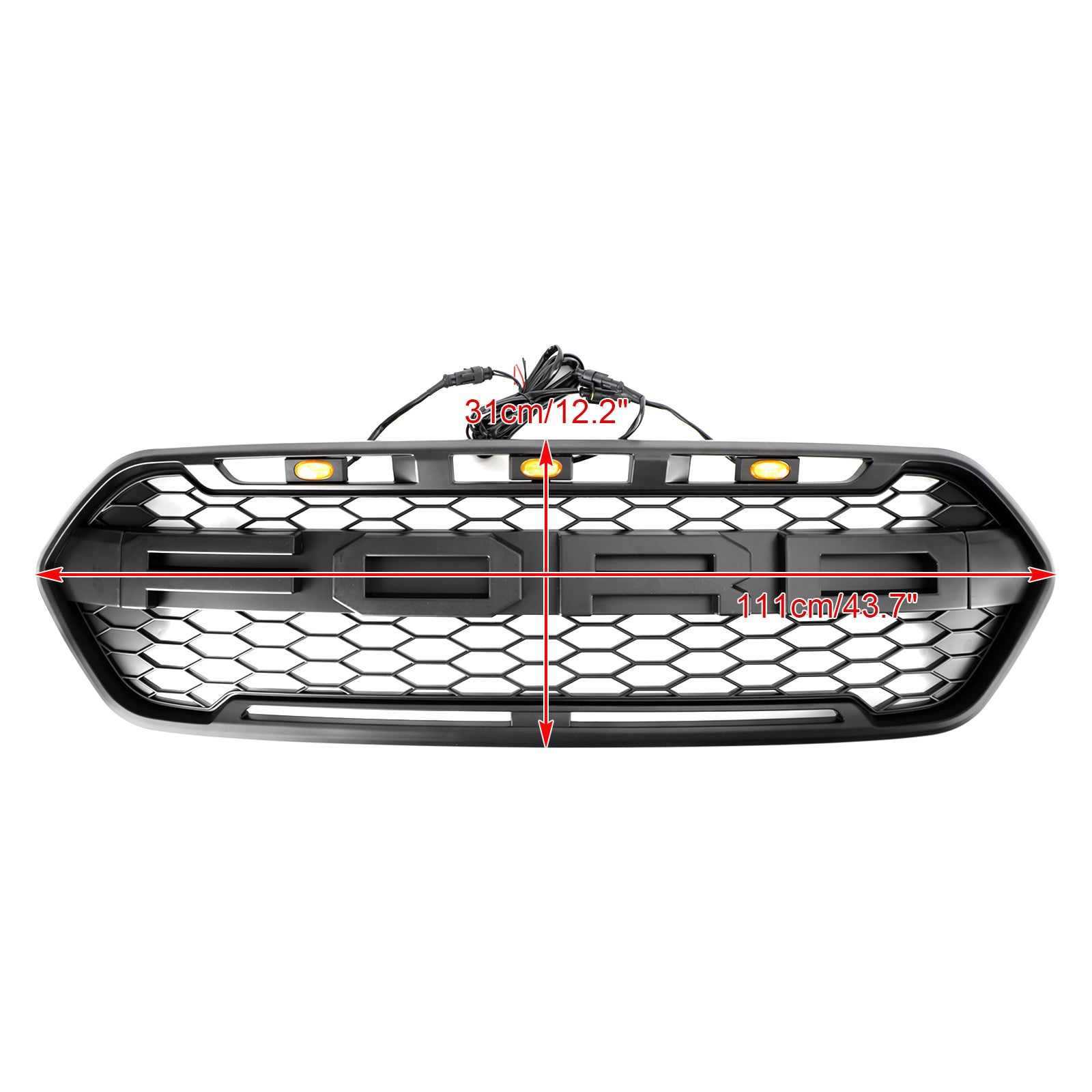 Raptor Grill para Ford Transit Custom Custom 2018-2023 Gloss Black Front Bumper Rejer