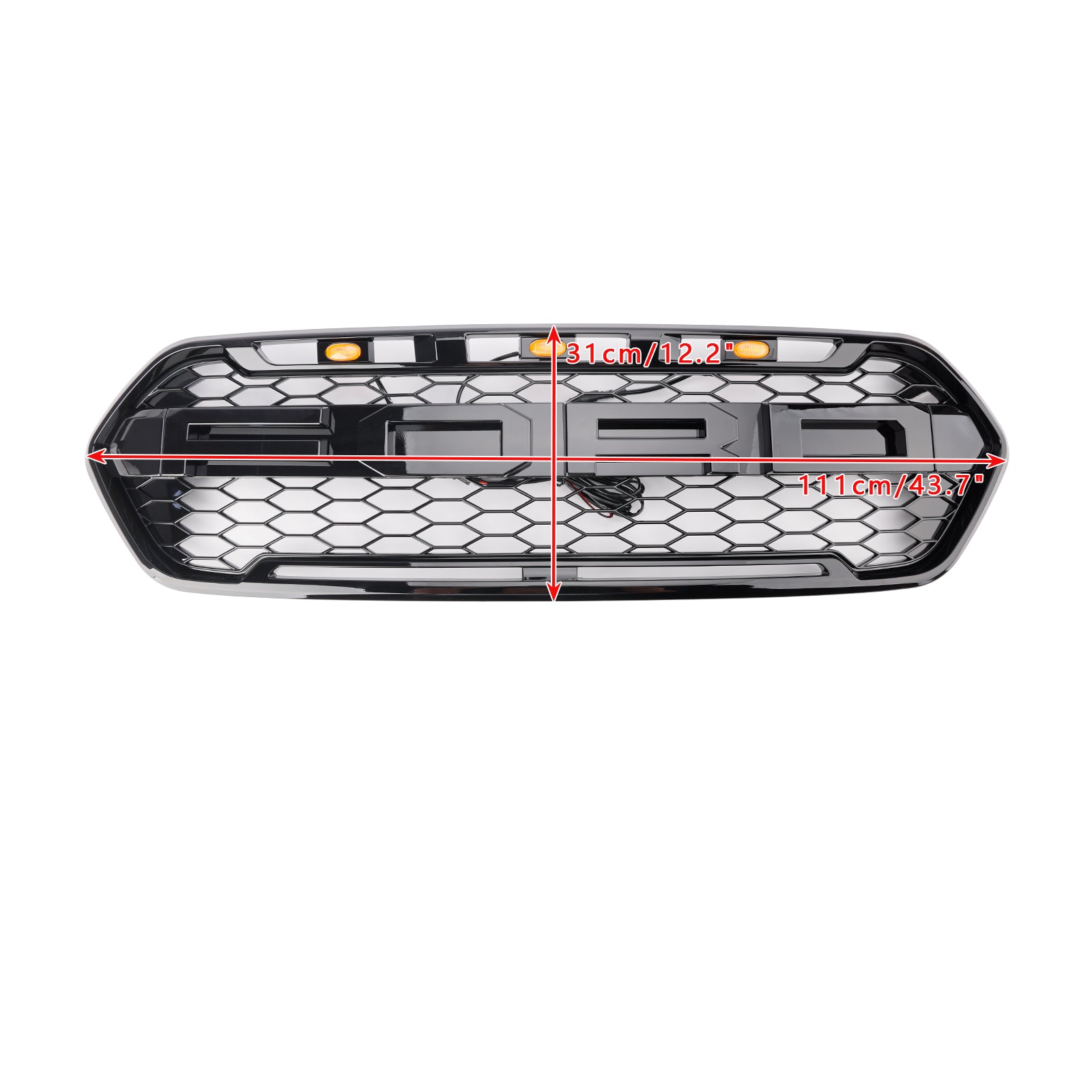 Ford Transit 2018-2023 Custom Raptor Front Grill Black Front Bumper Replacement Grille With Led Light
