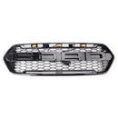 Estilo Raptor | Ford Tránsito personalizado | Negro mate | 2018-2023 | Parrilla de panal de repuesto | Rejilla del parachoques delantero + luces LED-22