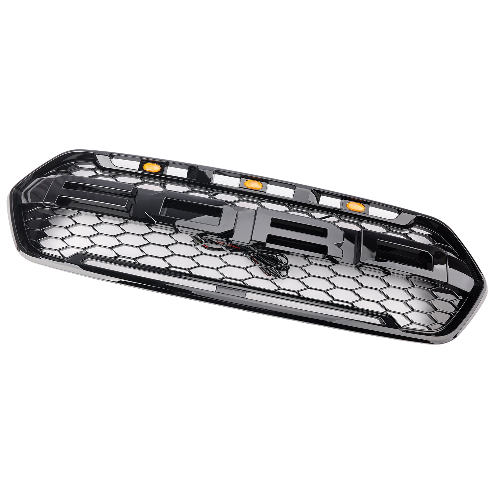 Ford Transit 2018-2023 Custom Raptor Front Grill Black Front Bumper Replacement Grille With Led Light