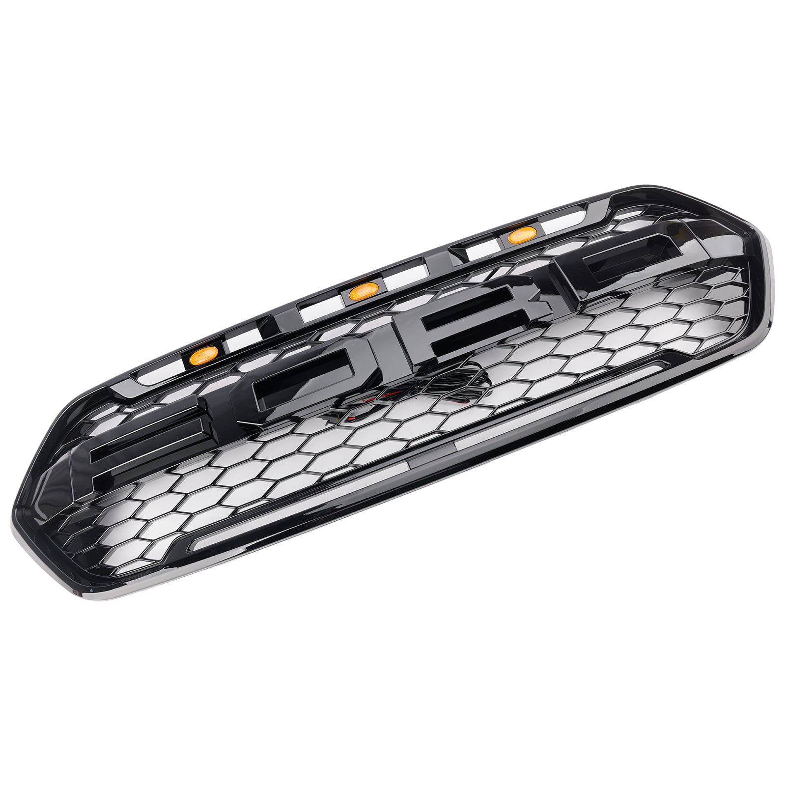 Ford Transit 2018-2023 Custom Raptor Front Grill Black Front Bumper Replacement Grille With Led Light