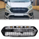 Estilo Raptor | Ford Tránsito personalizado | Negro mate | 2018-2023 | Parrilla de panal de repuesto | Rejilla del parachoques delantero + luces LED-16