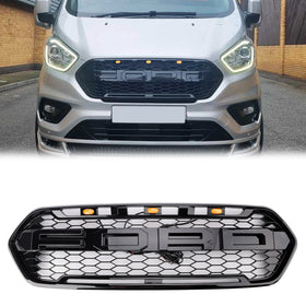 Acheter noir-brillant Ford Transit 2018-2023 Grille avant Raptor personnalisée Grille de remplacement de pare-chocs avant noire avec lumière LED