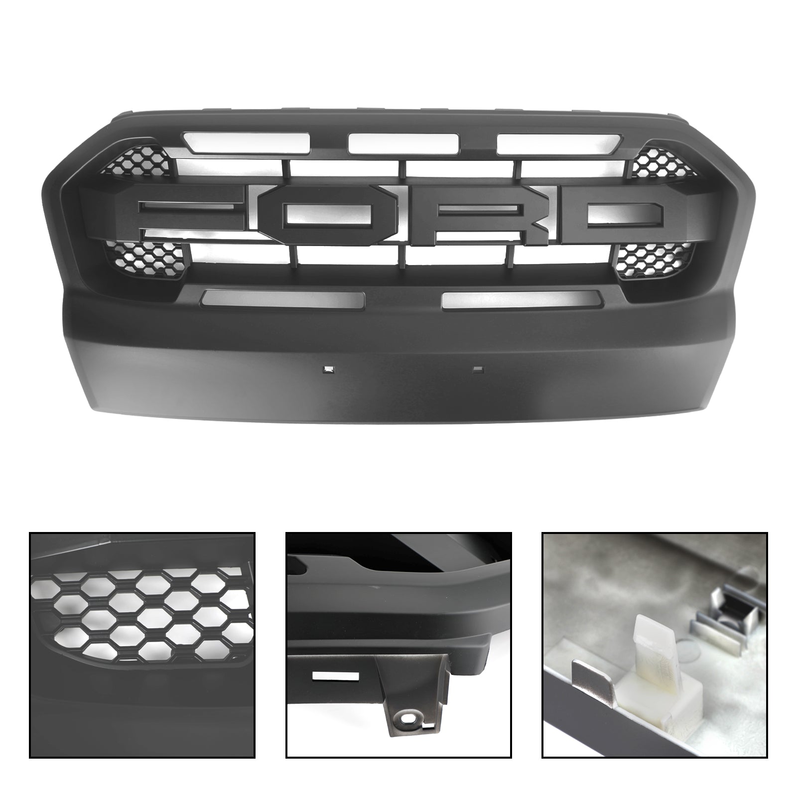 2015-2019 Ford Ranger T7 Wildtrak Raptor Style Front Bumper Grill Replacement Matte Black Grille