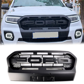 2019-2023 Ford Ranger T8 Wildtrak Raptor Style Grille de pare-chocs avant de remplacement Calandre noire mate - 0