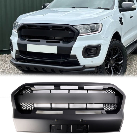 2019-2023 Ford Ranger T8 Wildtrak Raptor Style Voorbumper Grill Vervanging Matzwarte Grille Met FORD Letter