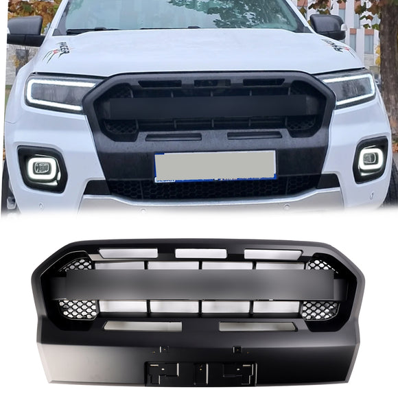 2019-2023 Ford Ranger T8 Wildtrak Raptor Style Voorbumper Grill Vervanging Matzwarte Grille Met FORD Letter