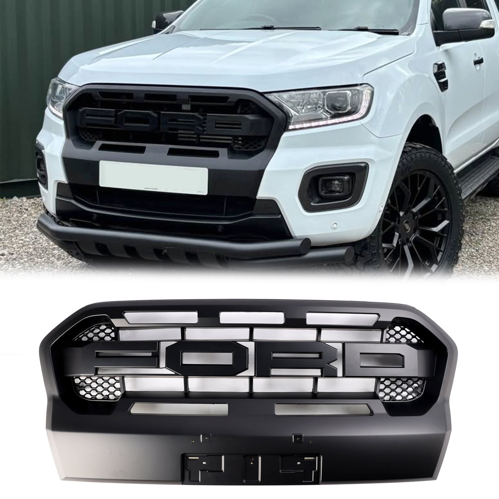 2019-2023 Ford Ranger T8 Wildtrak Raptor Style Front Bumper Grill Replacement Matte Black Grille