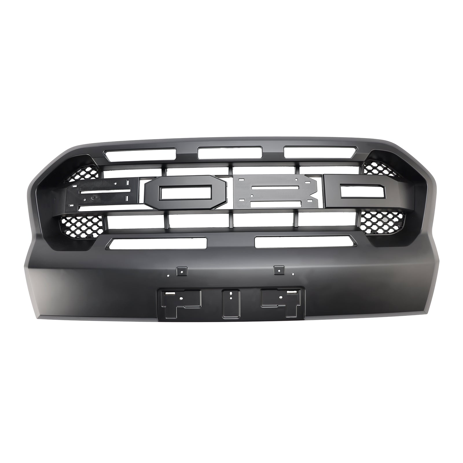 Parrilla delantera para Ford Ranger 2019-2023 T8 Wildtrak, estilo Raport, color negro, con 3 luces LED