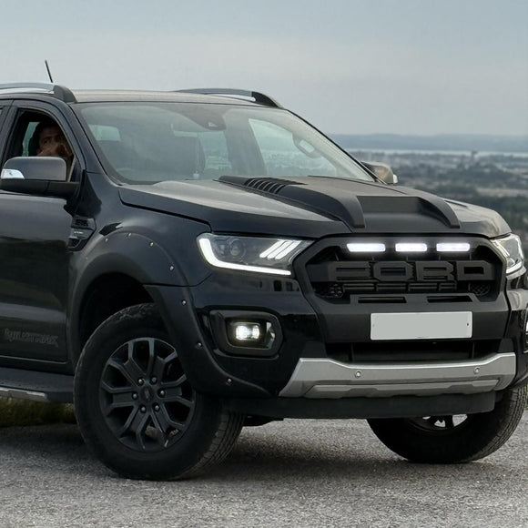 2019-2023 Ford Ranger Wildtrak Raptor Style Grille Matte Black Front Bumper Grille With LED Light
