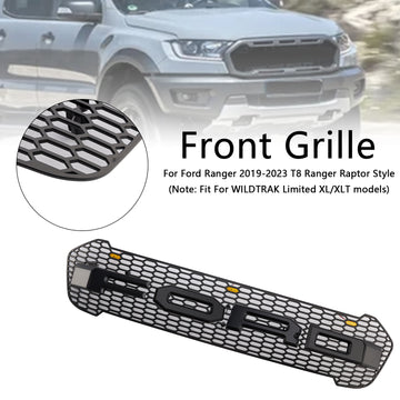 Raptor Style Front Bumper Grille Grill Fit Ford Ranger T8 2019-2023 W/LED - 0