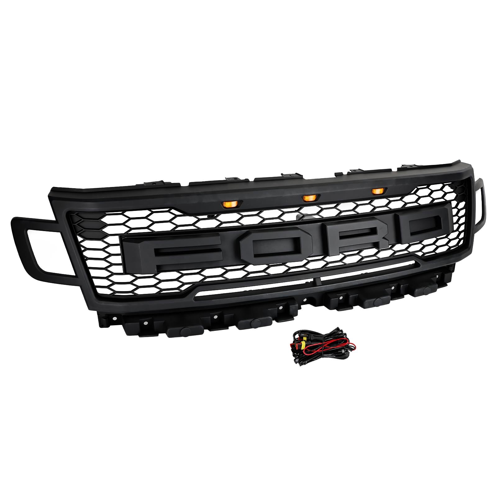 2018-2021 Ford Expedition Front Raptor Grill Matte Black Replacement Grille With LED Light