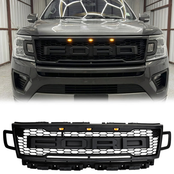 Ford Expedition XL/XLT/Limited 2018-2021 Front Bumper Grill Black Raptor Style Grille W/LED