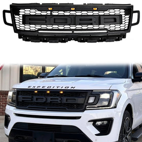 Parrilla de repuesto negra mate para Ford Expedition Front Raptor 2018-2021 con luz LED