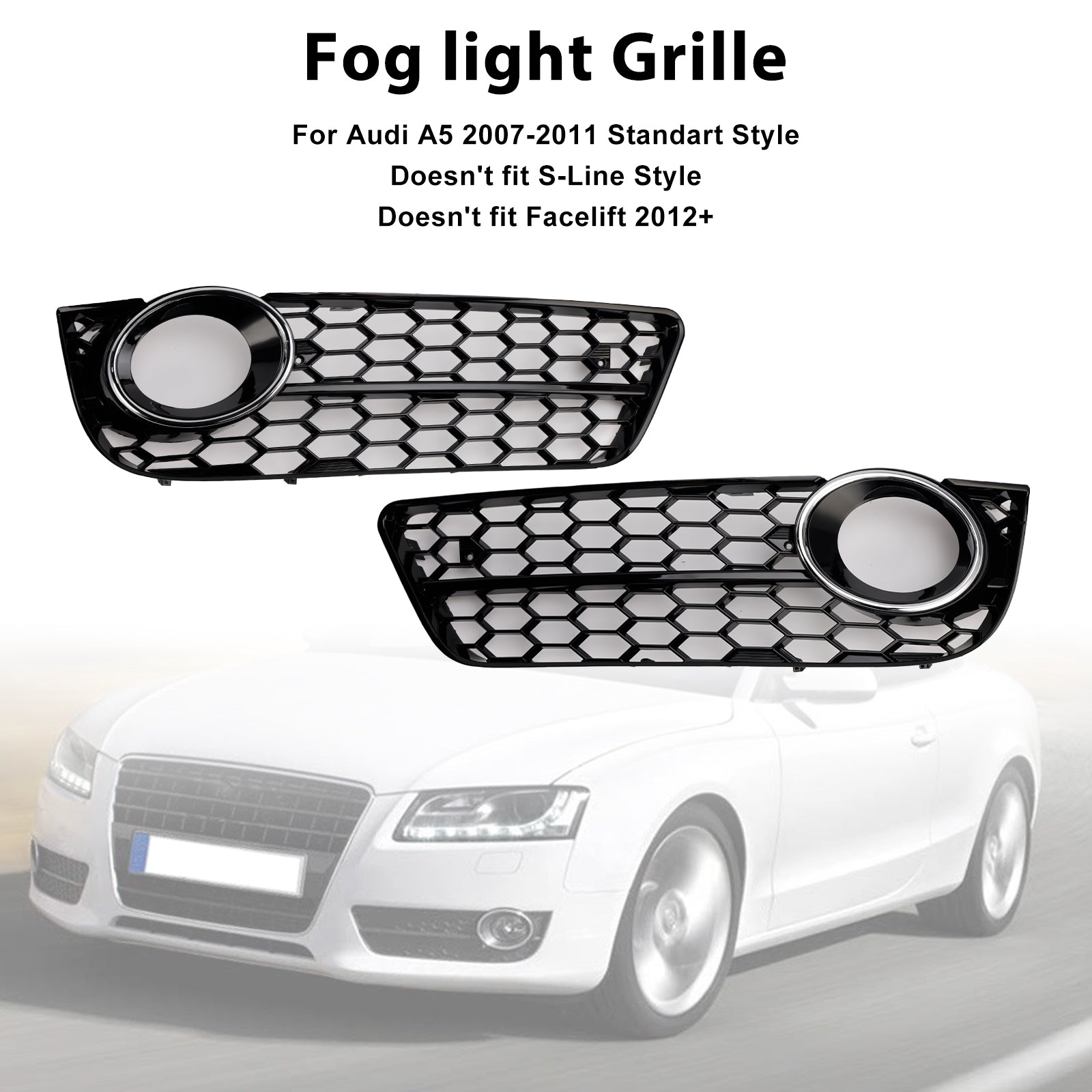 Audi 2007–2011 A5 Standart Style 1522024 Paar Waben-Nebelscheinwerfer-Abdeckungsgrill