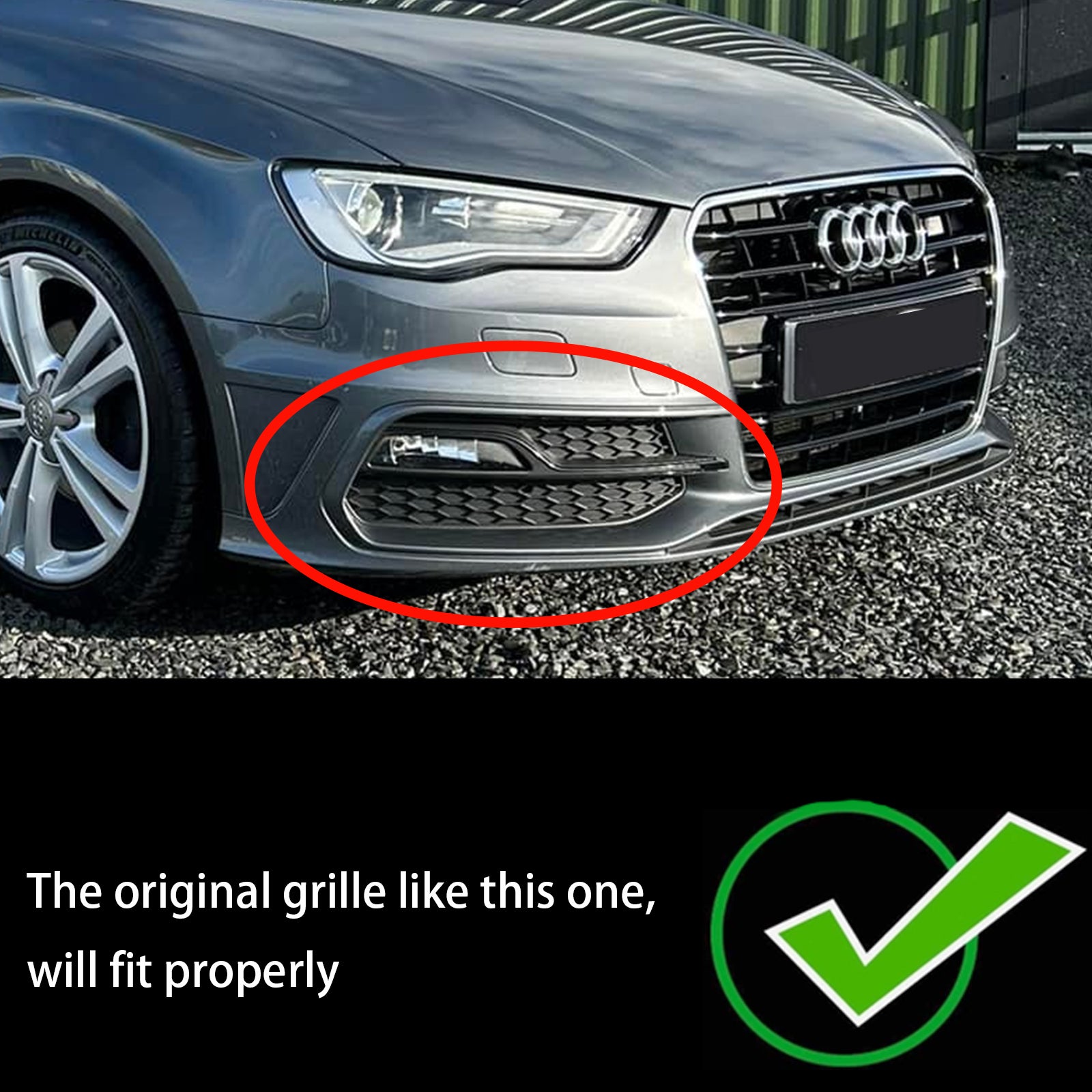 2013–2016 Audi A3 S-Line/S3 Unterer Stoßfänger, Nebelscheinwerfer-Abdeckungsgitter, Ersatz-Wabengrill 8V3807681G 8V3807682G - 0