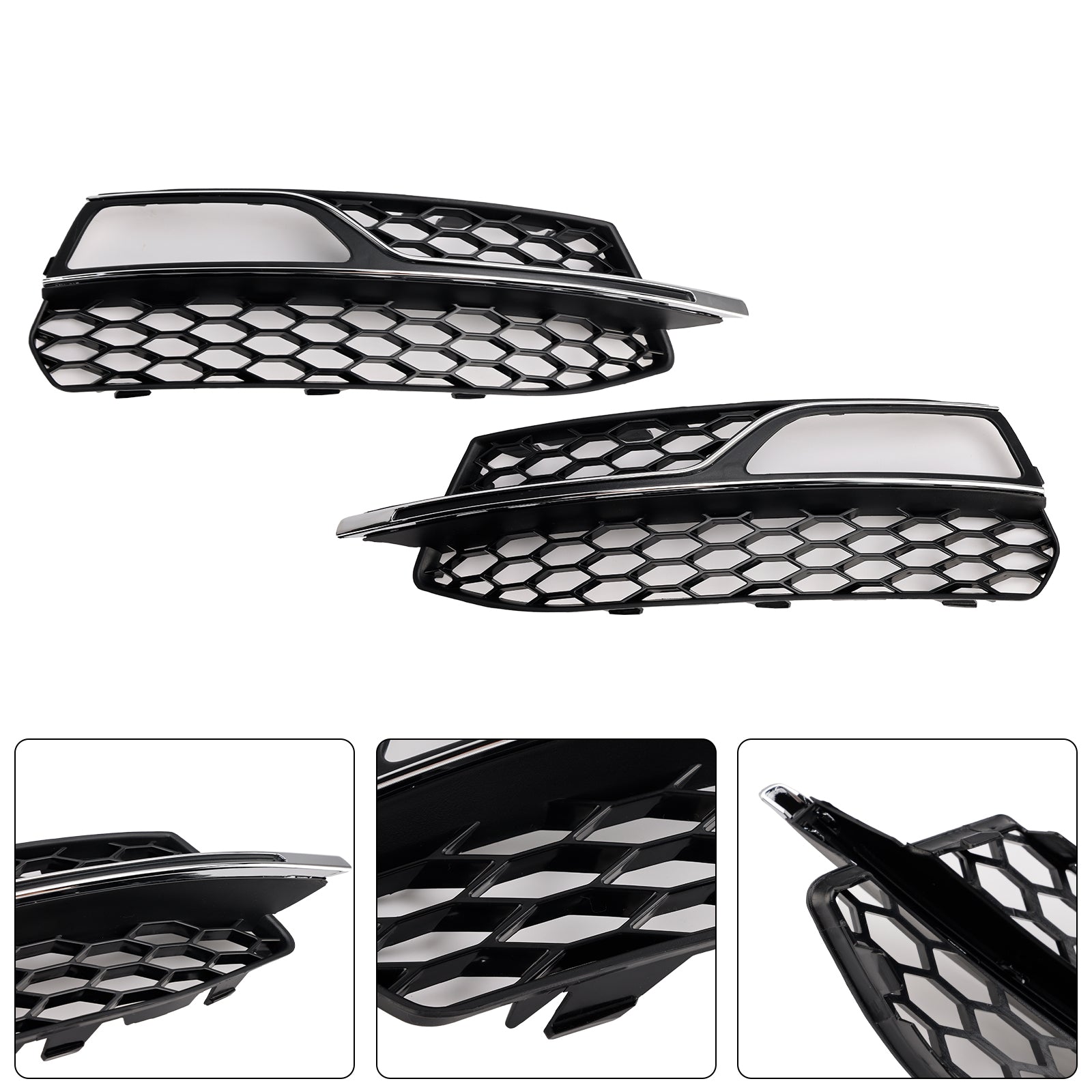 Audi A3 S-Line 8V 2013-2016 Parrilla de luz antiniebla de panal, cubierta inferior del parachoques delantero, rejilla negra 8V3807681G 8V3807682G