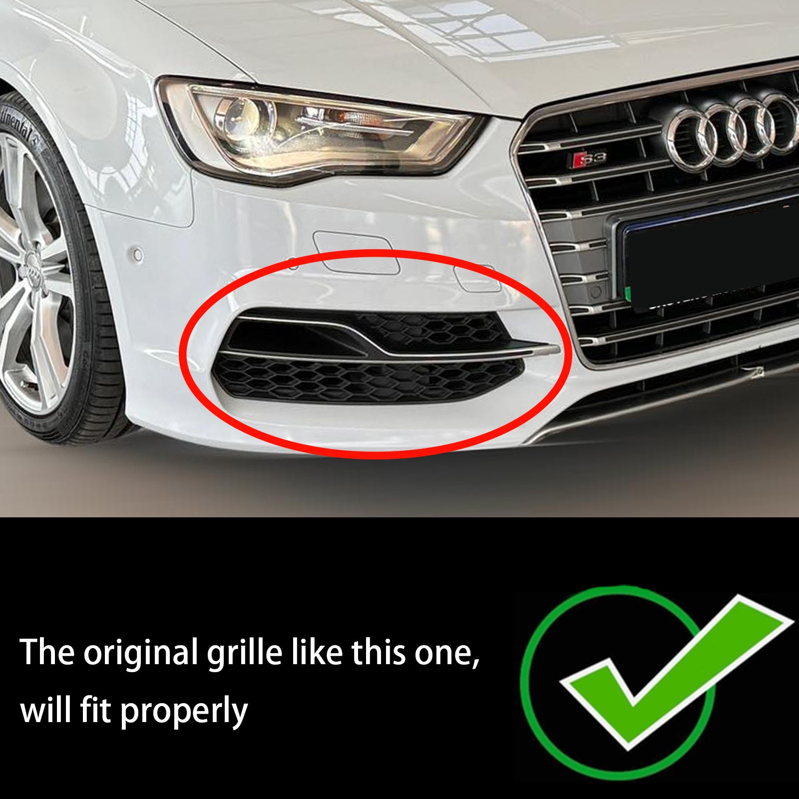 Audi S3 8V 2013-2016 Front Lower Fog Light Cover Grill Black Grille 8V3807682L 8V3 807 682 K - 0