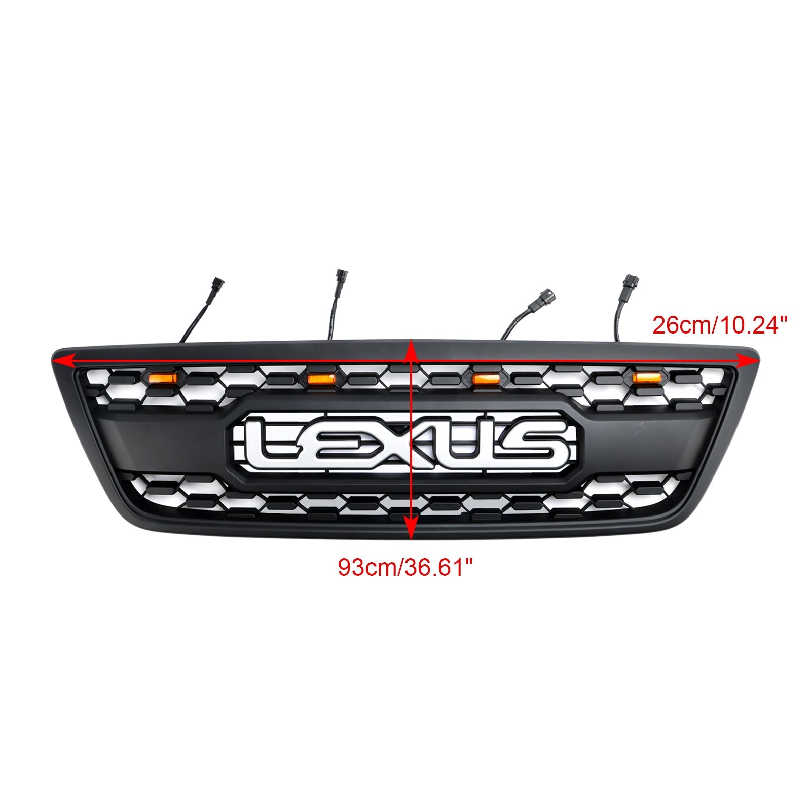 Grille de pare-chocs avant noire mate avec éclairage LED pour Lexus LX470 LX570 1998-2002