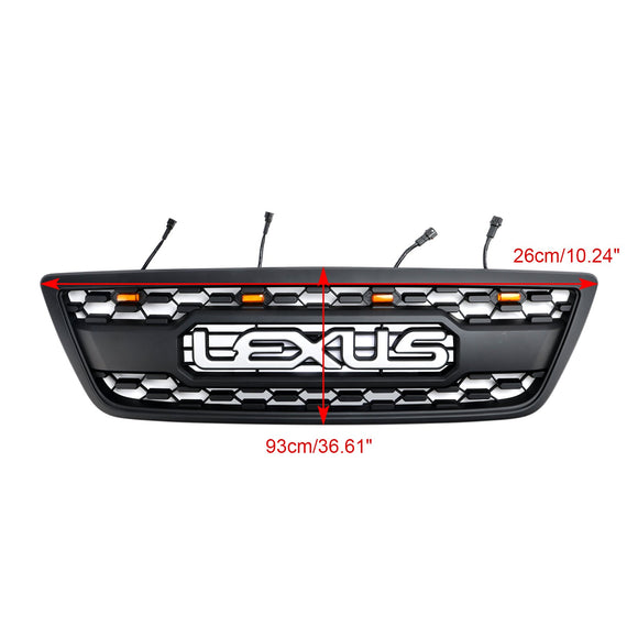 1998-2002 Lexus LX470 LX570 Matte Black Front Bumper Grill com luz LED
