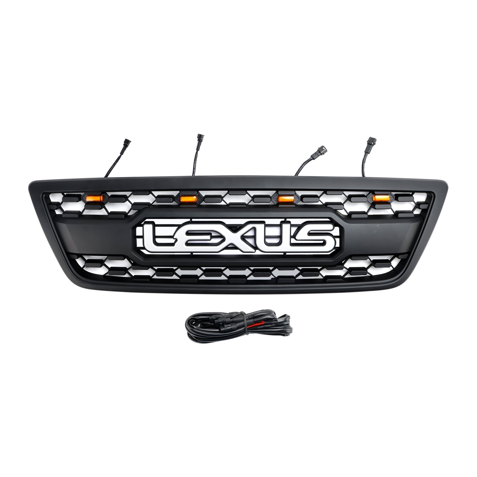 Grille de pare-chocs avant noire mate avec éclairage LED pour Lexus LX470 LX570 1998-2002