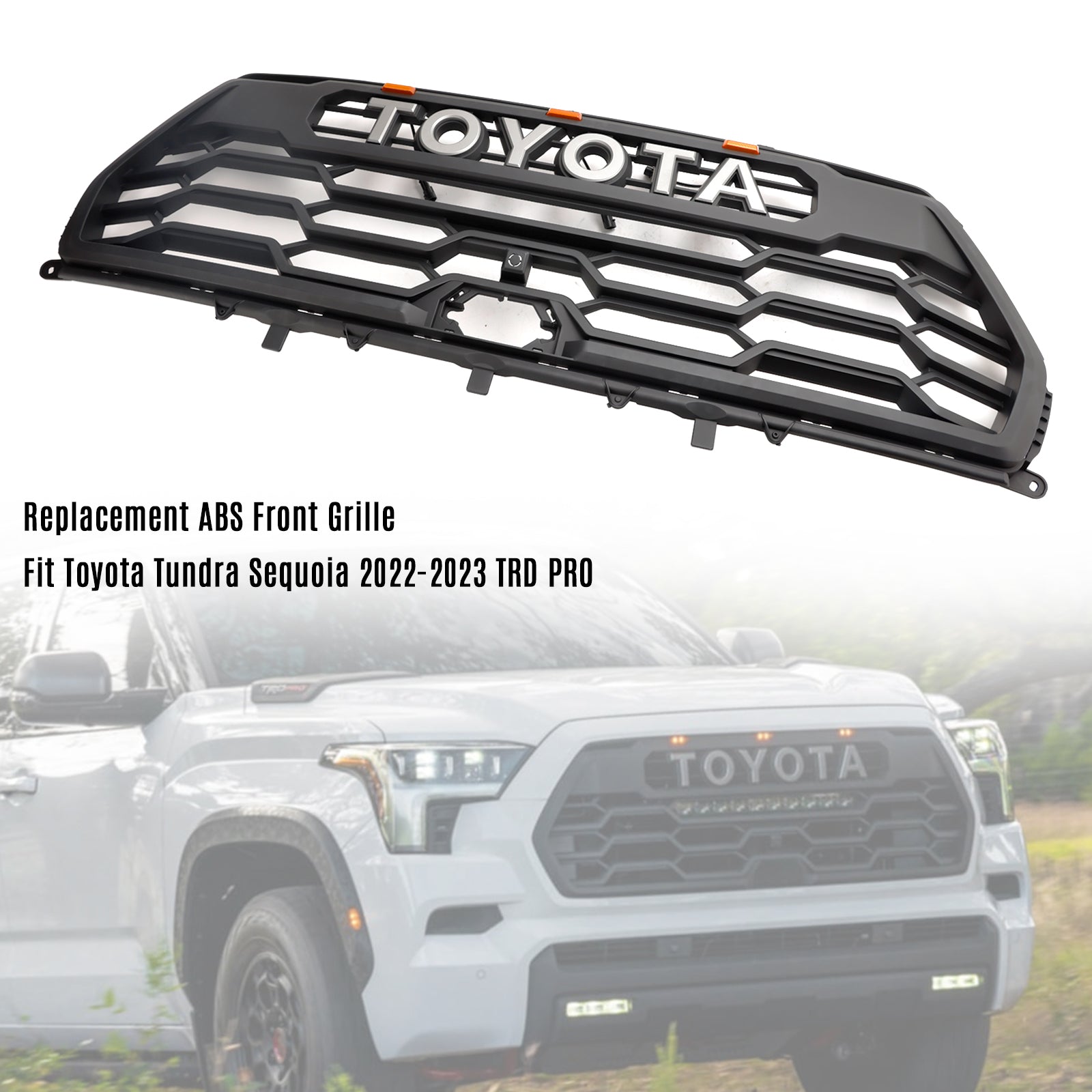 Toyota Sequoia 2022-2024 TRD PRO Style Front Bumper Grill Black Grille