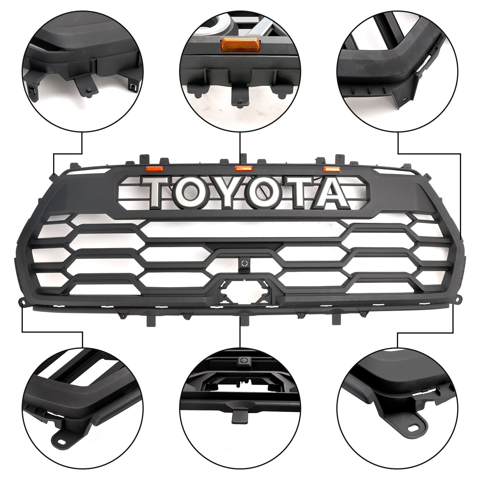 Toyota Sequoia 2022-2024 TRD PRO Style Front Bumper Grill Black Grille