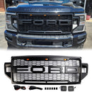 2021-2022 Ford F250 F350 F450 F550 Super Duty Raptor Style Front Bumper Grill Black Grille W/LED-1