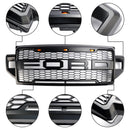 2021-2022 Ford F250 F350 F450 F550 Super Duty Raptor Style Front Bumper Grill Black Grille W/LED-5