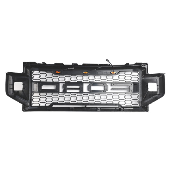 2021-2022 Ford F250 F350 F450 F550 Super Duty Raptor Style Front Bumper Grill Black Grille W/LED
