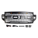 2021-2022 Ford F250 F350 F450 F550 Super Duty Raptor Style Front Bumper Grill Black Grille W/LED-11