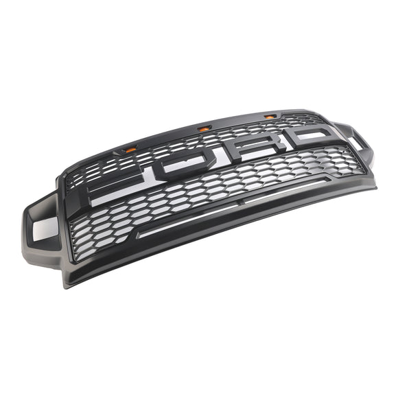 2021-2022 Ford F250 F350 F450 F550 Super Duty Raptor Style Front Bumper Grill Black Grille W/LED
